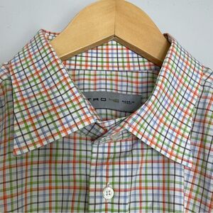 ETRO Shirt Men's 46 Long Sleeve Colorful‎ Check Cotton Dress Button Italy